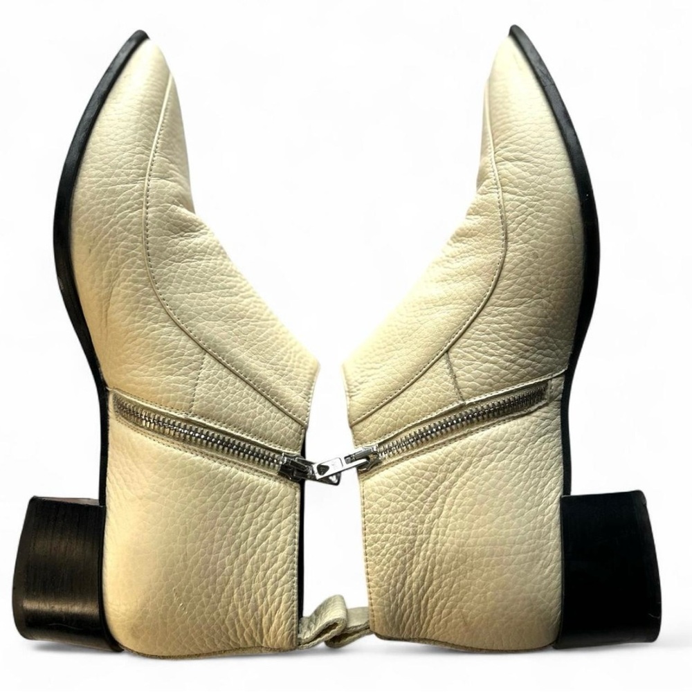 Everlane Cream Leather Ankle Boots Size 8 - Picture 3 of 9